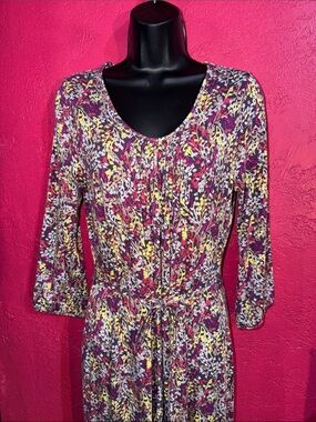 Boden Floral Scoop-Neck Midi Dress. Sz 8L. Effortless, easy to wear.